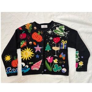 🧵🎨 Jane’s Closet Embroidered Patch Cardigan 🎨🧵